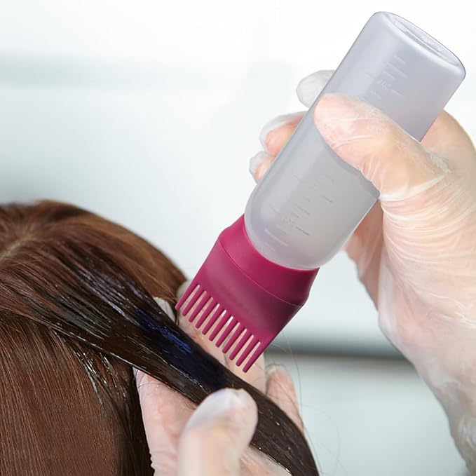 ELANE 4 Pack Hair Oiler Comb Bottle,Root Comb Applicator Bottle for Hair Oil Scalp Hair Oiling Applicator(Grey+Purple+Red+Green)