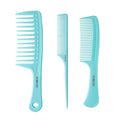 Hair Comb 3-in-1 Plastic Hair Comb Set For Women, Men - Wide Tooth, Rat Tail, and Regular Tooth Detangling Hair Combs for All Hair Types-Blue