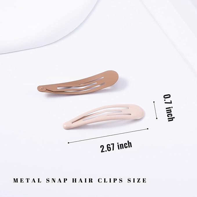 Metal Snap Hair Clips Water Drop No Slip Hair Barrettes for Women Large Hair Clips For Thick And Thin Fine Hair,Black Brown Beige,2.67 x 0.7 Inches,12 PCS