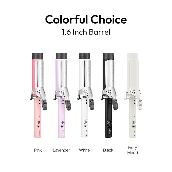 VODANA Professional GlamWave Ceramic Curling Iron, Long-Lasting Natural Curls, Instant Heat, Hair Curler, Curling Wand, Available in USA (1.4 inch, Pink)