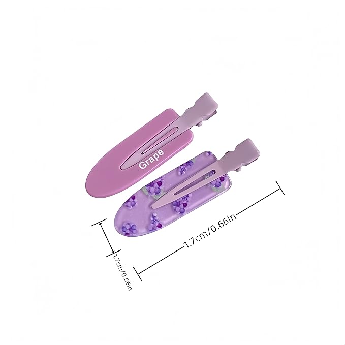 2 Pcs Cute fruit hair clip for Women Girls thick,thin hair.No Bend No Crease Hair Clips for styling sectioning hair barretters fine (grape purple)