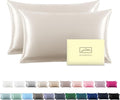 Silk Pillow Cases 2 Pack Soft Breathable and Sliky Queen Size Pillow Cases Set of 2,Natural Mulberry Satin Silk Pillowcase with Hidden Zipper for Hair and Skin (Beige,20"X 30",2pcs)