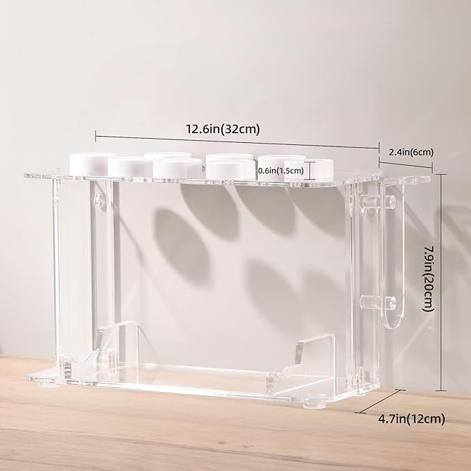 Hair Tool Holder for Dyson Airwrap, Acrylic Double-Layer Storage Holder, Hair dryer Stand Wall Mounted or Desktop, Shark Hair Dryer Holder for Dyson & Shark Attachments, Transparent