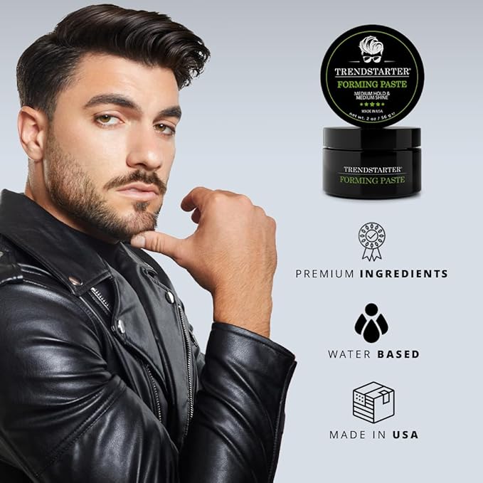TRENDSTARTER - FORMING PASTE (2oz) - Travel Size - Medium Hold - Medium Shine - Lightweight Water-Based Hair Pomade Cream - Flake-Free Hair Paste for All Hair Types