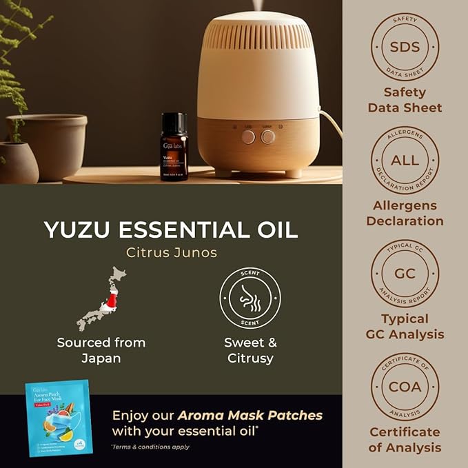 Gya Labs Yuzu Essential Oil - 0.34 Fl Oz - for Hair, Skin, Diffuser, Aromatherapy & DIY Candle Making Scent