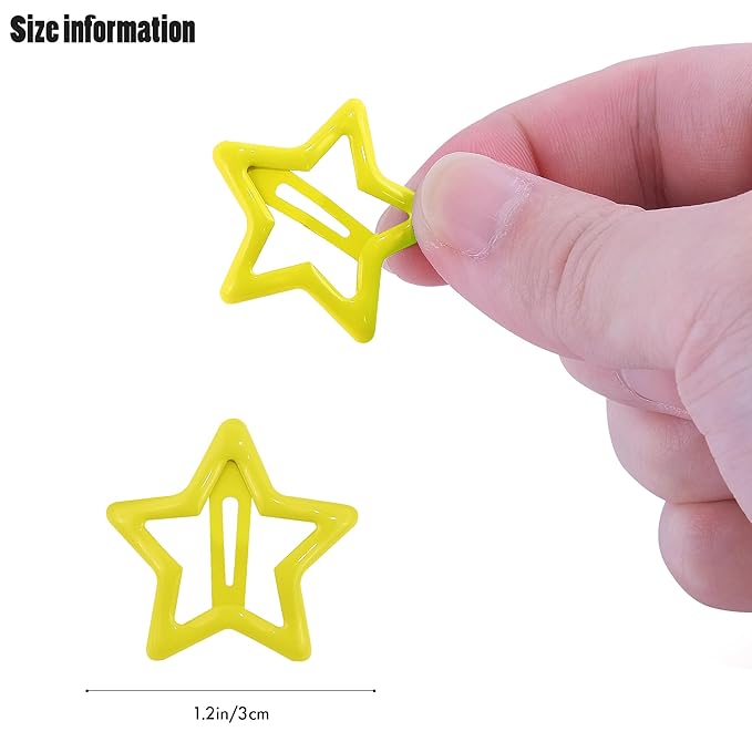 Star Hair Clips Multiple Colors Snap Hair Barrettes Non Slip Star Hair Accessories Metal Hair Clips for Girls Women -50PCS 1.18"