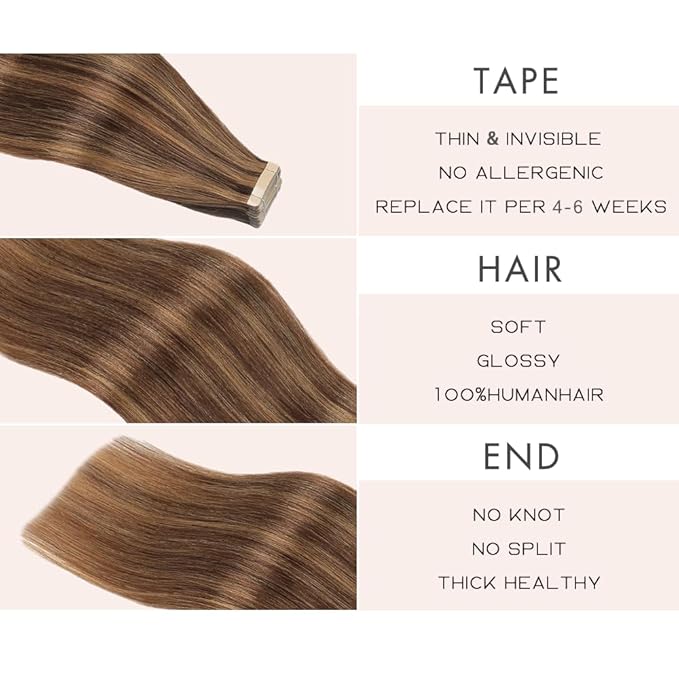 Human Hair Tape in Extensions, Darkest Brown to Medium Brown Extensions Real Human Hair 14 Inch 20pcs Remy Straight Tape ins Invisible Tape in Hair Extensions Human Hair (P2/10#,14 Inch)