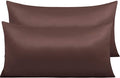 NTBAY Zippered Satin Pillow Cases for Hair and Skin, Luxury King Hidden Zipper Pillowcases Set of 2, 20x36 Inches, Dark Brown