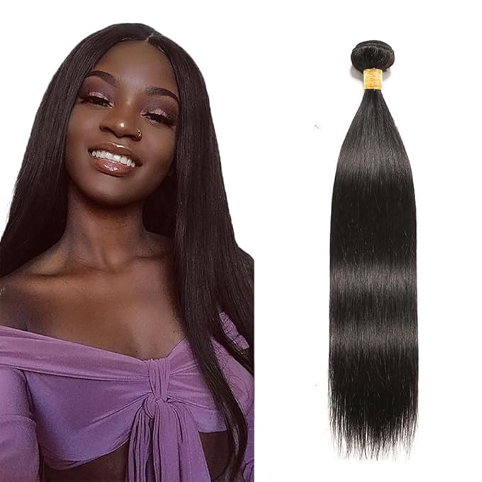 28 Inch Color 1B Straight Bundles Human Hair Natural Black Bundles Brazilian Virgin Remy Hair Extensions Double Weft Soft and Silky Natural Black Straight Bundle Hair Weave 100g
