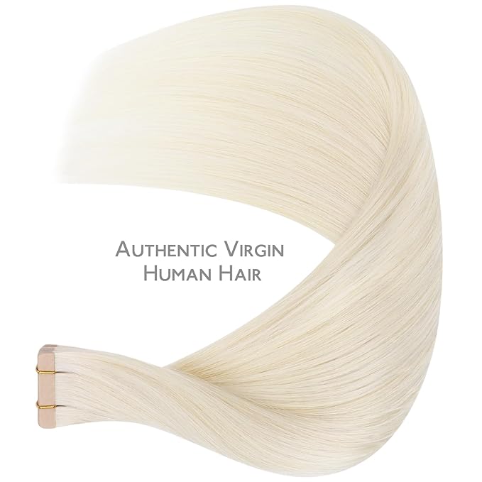 WENNALIFE Tape in Hair Extensions Human Hair, 20pcs 50g 22 inch White Blonde Remy Hair Extensions Straight Human Hair Tape in Extensions Skin Weft Tape Extensions Human Hair