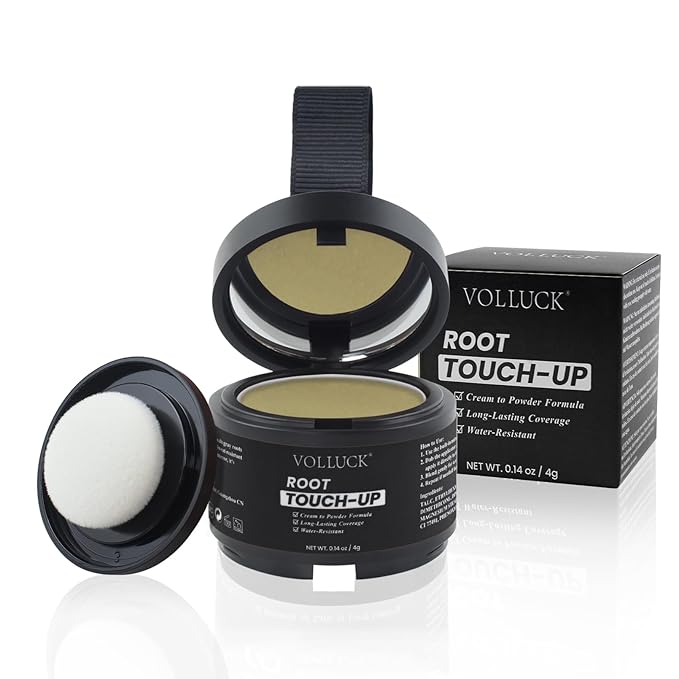 VOLLUCK Hairline Powder Instantly, Root Touch up Powder Hair Color Upgraded, Grey Root Cover up Conceals Hair Loss, Hairline Shadow for Women & Men for Thinning Hair Natural, Sweatproof (Blonde)