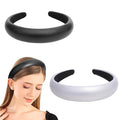 Wide Headbands for Women,2PCS Soft Leather Padded Headband Black Sliver,Fashion Dressy Head Band Comfortable Hairbands for Daily Prom Party Head Accessories