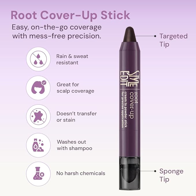 Style Edit Root Touch Up Stick for Light Brown and Gray Hair Coverage, Temporary Hair Color with Premium Shading Sponge Pen, Hair Makeup Cover Up, 0.11 oz 2 Pack
