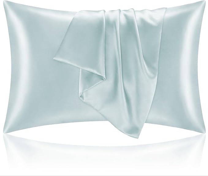 BEDELITE Satin Pillowcase for Hair and Skin, Super Soft and Cooling Similar to Silk Pillow Cases 2 Pack with Envelope Closure, Gift for Women Men(20"x30" Queen Size, Stone Blue)