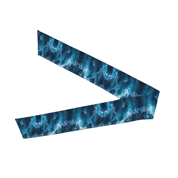 Men Women Sports Sweatbands, Multifunction Long Hair Band for Running Fitness Shower, Novelty Ocean Beach Theme Sea Waves Headwear Hair Accessories