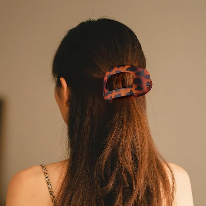 4 PCS Flat Hair Clips - Round Flat Claw Clips for Women and Girls - Strong Hold Grip French Hair Clips for Thick Thin Hair - Stylish Medium Classic Accessories Hair Barrettes (4PCS-Color-2)