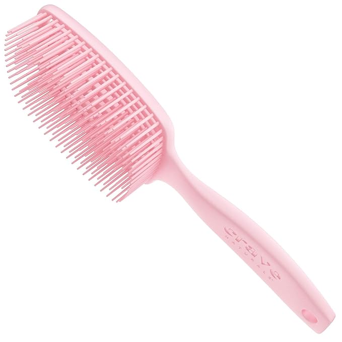 Crave Naturals FLEX DMC Detangling Brush for Thick Hair - Glide Thru Detangling Brush - Hair Brush Detangler for All Hair Types - Flexible Layers Square Paddle Hairbrush - Pink - Comfort Grip