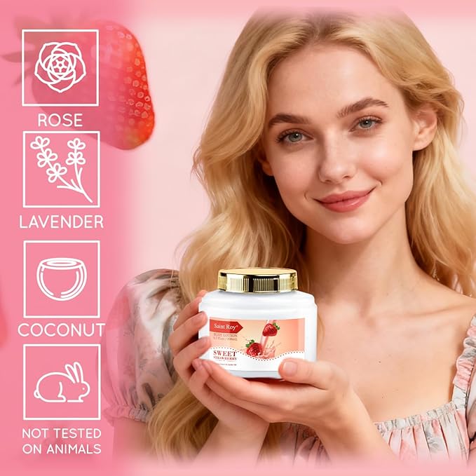 Spa Kit for Women, Bath & Body Gift Set, Luxury Home Spa Bath Gift Basket, Strawberry Scented Bath Set Christmas Gifts for Women, Pamper Gifts for Girls & Teens, Birthday Gift, Bath Self Care Gift