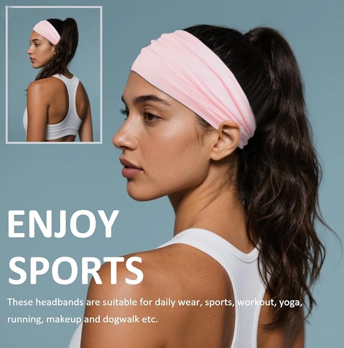 AKTVSHOW Headbands for Women Non-Slip Head Band for Women’s Hair Wide Thick Sweat Hair Bands, Trendy Hair Accessories for Women's Yoga, Workout, and Fashion