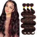 28 30 32 Inch Highlight Human Hair Bundles 99j Body Wave Bundles 2 Tone Black and Red Bundle Niegmeag Double Weft P1b88j Hair Weave