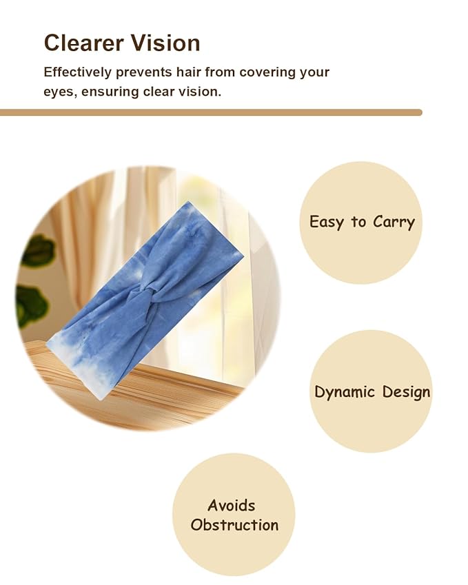 6 Pcs Wide Headbands for Women, Boho Tie Dye Headbands, Soft Fashion Headbands, Hair Bands for Daily Workout Yoga, Z-CF