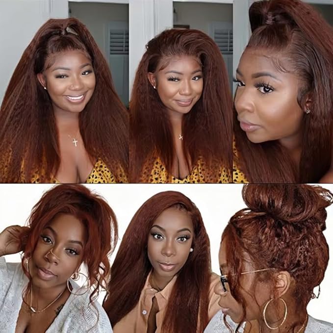 26 28 30 Inch Chocolate Brown Bundles Human Hair Brown Yaki Straight Bundles Brazilian Virgin Remy Hair Extensions Niegmeag Double Weft Color 4 Kinky Straight Bundle Hair Weave 300g