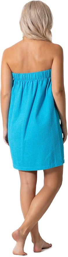 Turkish Linen Women’s Waffle Spa Body Wrap with Adjustable Closure
