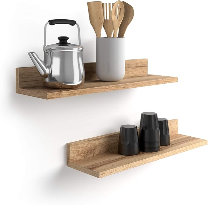 Mobili Fiver, Set of 2 Rachele Shelves, 31.49 in, Rustic Oak, Made in Italy