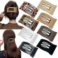8PCS Rectangle Flat Hair Clips 3.74' Stylish Medium Barrettes for Women Girls Strong Hold Lying Down French Duckbill Claw Styling Hair Accessories for Thin Thick Hair