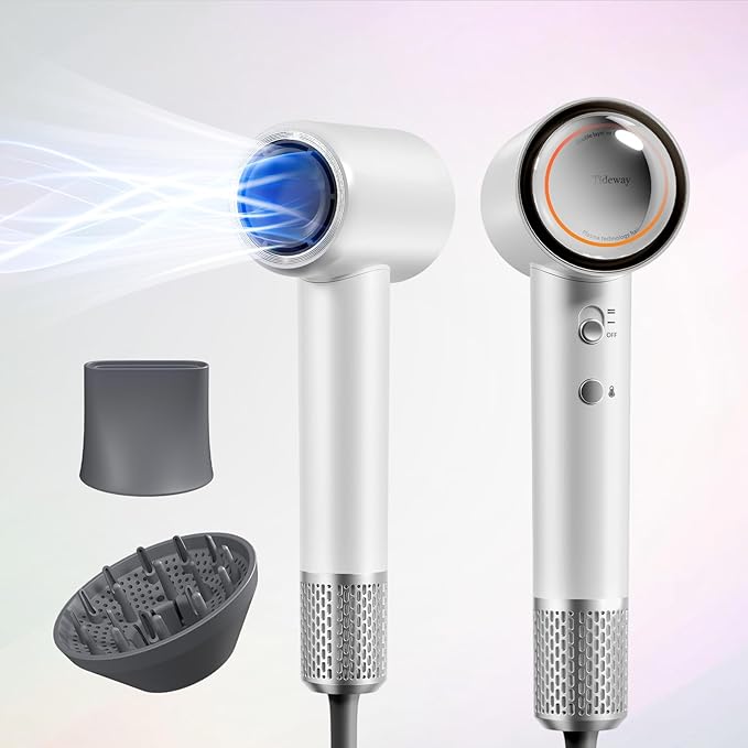 Tideway Hair Dryer, Blow Dryer with Diffuser High-Speed Plasma Ionic Low Noise for Fast Drying, Travel Hair Dryer for Women and Man, Curly/Wavy & Long/Thick Color-Treated Hair H11