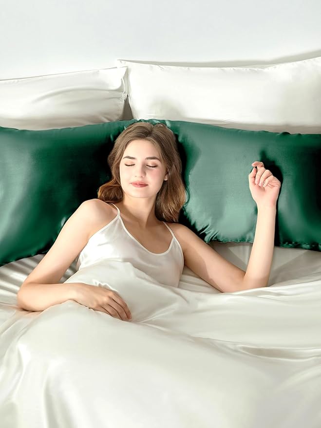 THXSILK 100% Pure Mulberry Silk Pillowcase for Hair and Skin, Grade 6A+ Pure Mulberry Silk Body Pillow Case Body Size 20"x54", Real Silk Soft Pillowcase with Zipper(Emerald Green)