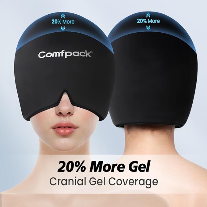 Migraine Relief Cap, FSA Eligible, Full Head Cold Compress Soft Stretchy Headache Relief Cap for Tension, Sinus, Stress Relief, Hangover Ice Hat, Puffy Eyes, Gifts for Migraine Sufferers