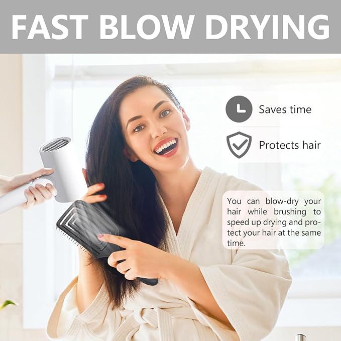 Detangling Brush, Dry and Wet Vented Detangler Hair Brush for Women and Men, Professional Paddle Curved Styling Hairbrush for Straight/Curly/Thick/Long/Wavy/Damaged Hair, Black
