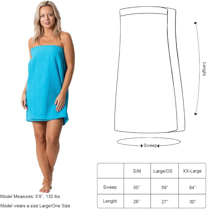 Turkish Linen Women’s Waffle Spa Body Wrap with Adjustable Closure