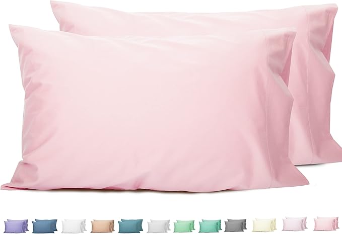 Sunflower Queen Pillowcases Set of 2, 100% Cotton Queen Pillow Cases 2, 20×30 inches Dark Pink, Soft and Breathable