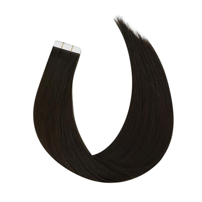 Full Shine Virgin Tape in Hair Extensions Human Hair Color Dark Brown Seamless Invisi Edge Tape in Hair Extensions Virgin Hair Remy Skin Weft 25Gram 10pcs 18Inch Add Length Natural for Formal Event
