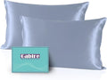 Mulberry Silk Pillow Cases Set of 2, Both Sides Real Silk Pillow Cover for Hair and Skin Cool Pillowcase Organic Silk Pillowcase 2 Pack with Hidden Zipper, Dusty Blue, Queen (20"×30")
