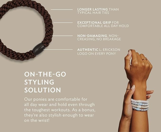 Red Hair Ties for Thick Hair, Grab & Go Ponytail Holders, 8 Bright Red Hair Bands, Thick No-Crease Bands with Strong Hold, Damage-Free Design, Bold Classic | L. Erickson