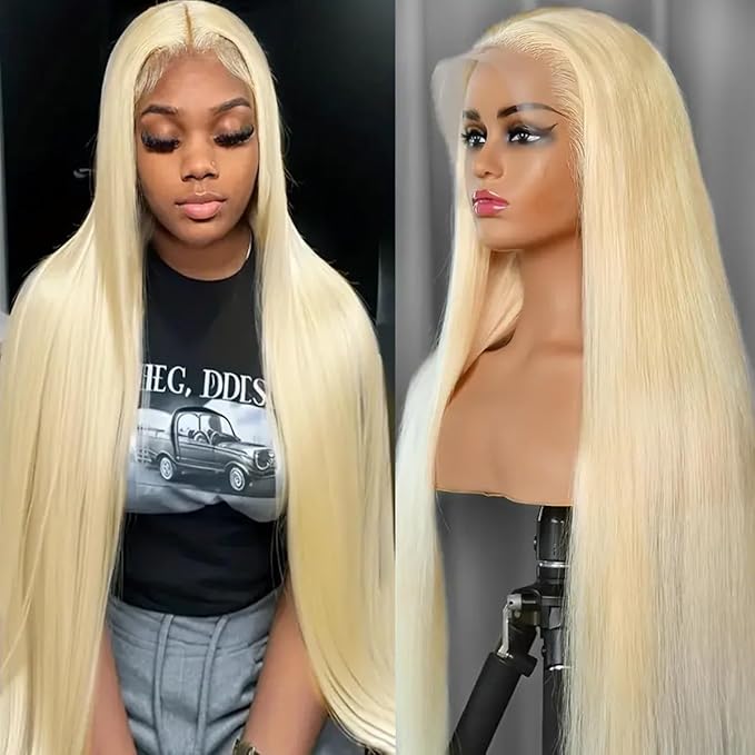 613 HD Lace Frontal Wig 32 Inch Full & Thick 13x6 Straight HD Lace 613 Blonde Wig 200 Density Human Hair Glueless Pre Plucked 613 Colored Human Hair Wigs With Baby Hair for Women