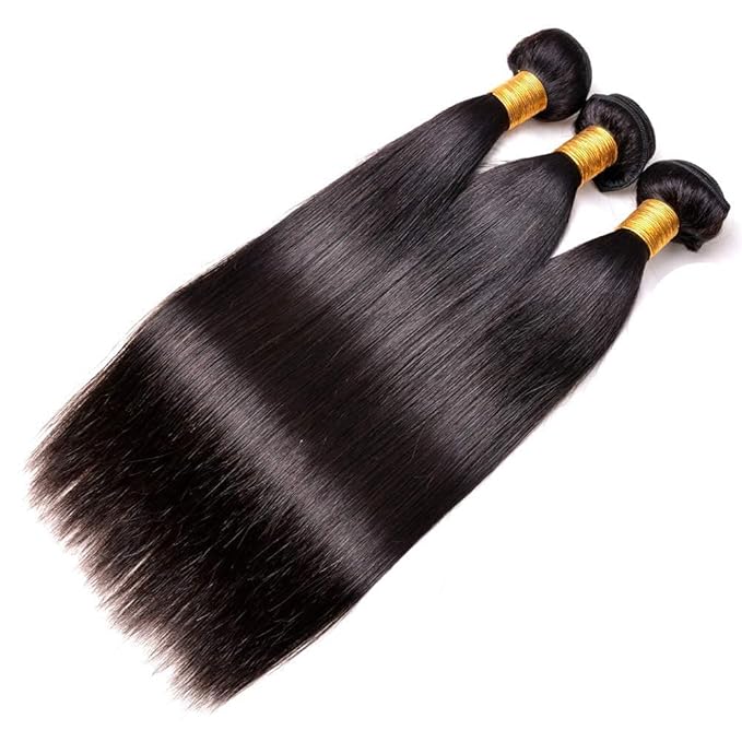Human Hair Bundles Natural Black Straight Bundles 16 18 20 Inch Brazilian Virgin Remy Hair Extensions Niegmeag Double Weft Color 1B Straight Bundle Hair Weave 300g