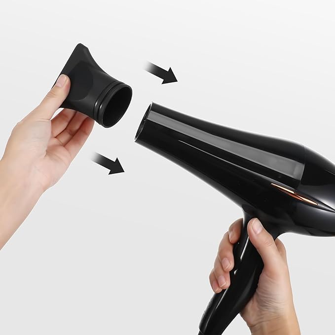 VOSAREA 2pcs Hair Dryer Nozzle Attachment Reusable Blow Dry Hair Dryer Diffuser Professional Hairdressing Styling Tool (Black)