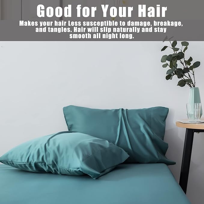 Teal Pillow Cases Queen Size 2 Pack, Bamboo Rayon Cooling Pillowcases with Envelope Closure, Cool Breathable Pillow Case for Hot Sleepers & Night Sweats, 20x30 inches