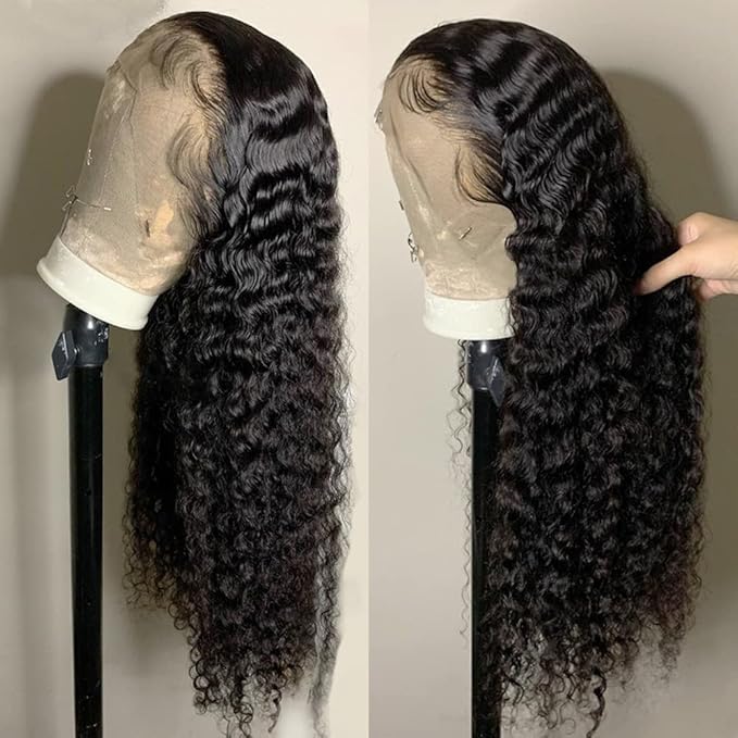 bangjazz 180% Density HD Lace Front Wigs Human Hair Deep Wave Wig 13x4 Lace Frontal Wigs Human Hair 22 Inch Curly Wigs for Black Women Pre Plucked Natural Hairline Natural Color
