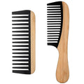 Bamboo Wide Tooth Comb Set, 2 Pcs Natural Handmade Bamboo Wooden Wide Tooth Comb for Women, Anti-Static for Thick Wet Wavy Hair Women Men