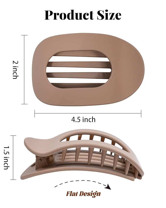 6 PCS Flat Hair Clips for Women - French Medium Flat Claw Clips for Thick Thin Hair, Strong Grip Non Slip Hair Claw Clips for Women Girls