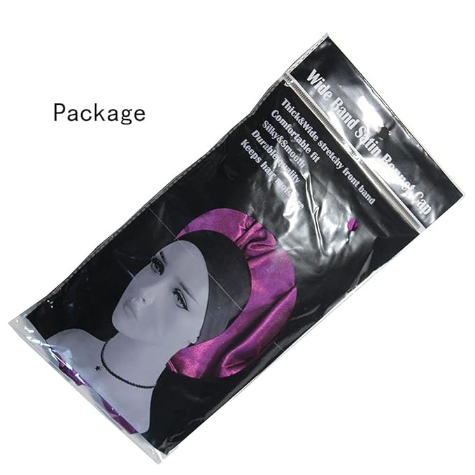VEYRNEIC Hair Satin Bonnet for Sleeping Shower Caps Silk Chemo Caps with Wide Elastic Band Night Sleep Cap Bonnets for Black Women Braids (Dark Purple)
