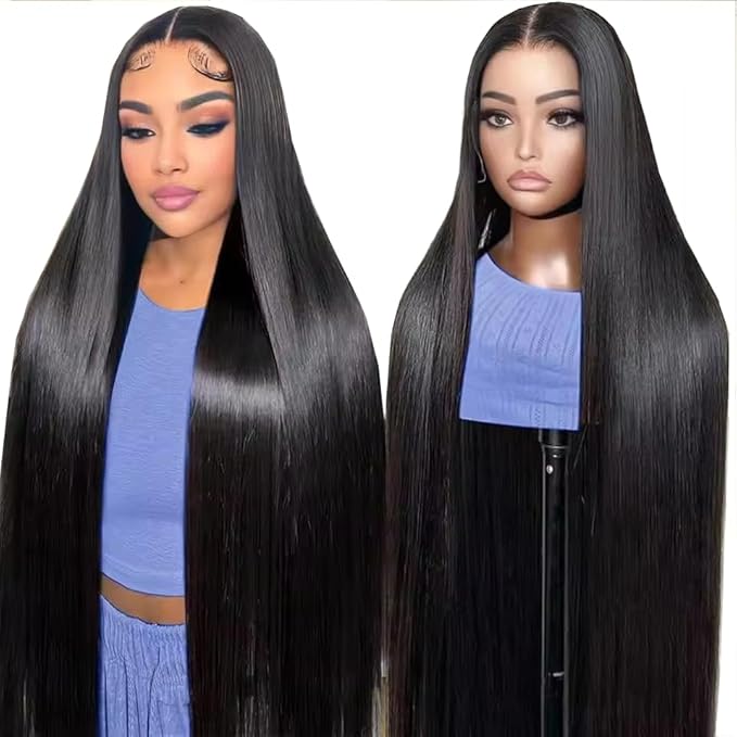 32 Inch 13x6 Lace Front Wigs Human Hair Full Real Virgin Hair Can Last 6-9 Months Life Straight Human Hair Wig 200% Density Soft Silky Smooth HD Lace Frontal Wigs Tangle-Free Natural Black