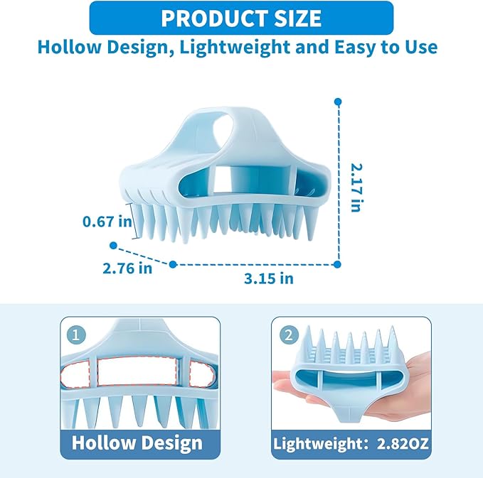 Gentle Scalp Massager,Silicone Scalp Scrubber for Any Hair Type,Soft Scalp Brush for Wet & Dry Use,Head Massage Stress Relax Easy to Hold Hair,Scalp Massager Tool(Blue)
