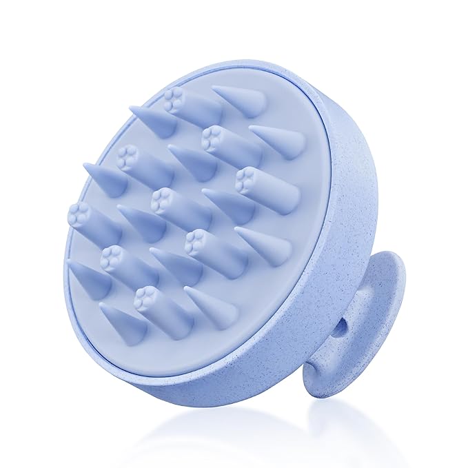 HEETA Hair Scalp Massager for Hair Growth, Shampoo Brush, Scalp Scrubber Exfoliator with Soft Silicone Bristles for Dandruff Removal to Relieve Stress, Wet Dry Use Updated Material, Blue
