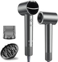 Hair Dryer, High-Speed Ionic Quiet Blow Dryer with 160,000 RPM Brushless Motor for Fast Drying, Low Noise Thermo-Control Compact Professional Dryers with Magnetic Diffuser & Nozzle for All Hair Types